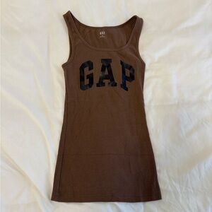 GAP XS Chocolate Brown Tank Top with Black Logo